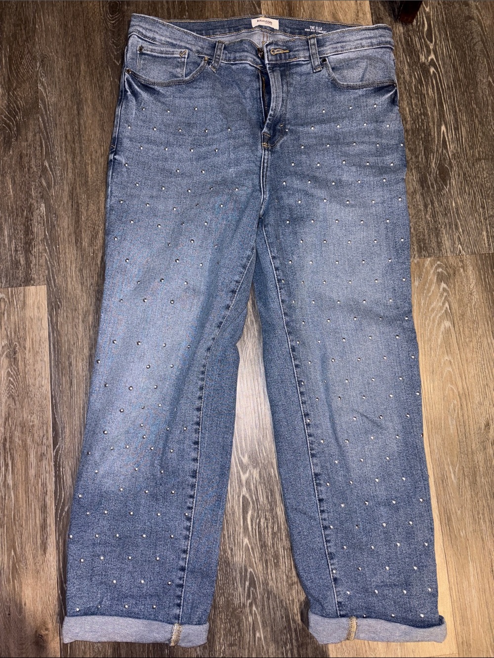 Kensie Light Blue Studded Boyfriend Jeans